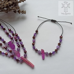 Bransoletka Kwiatowa Orchidea kwarc agat trawiony ametyst