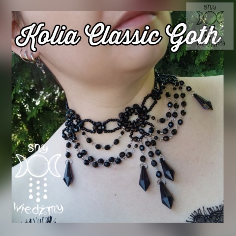 Kolia Classic goth stal gotycka kolia czarna gothic witch victorian choker