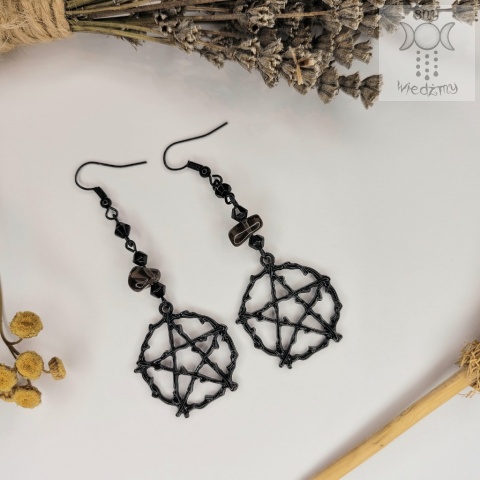 Kolczyki Black Ice goth witchy gothic obsydian lodowy