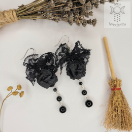 Kolczyki Black Roses goth witchy gothic onyks