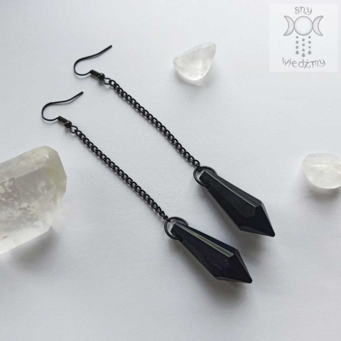 Kolczyki Czarne Kryształki goth witchy Kolczyki Czarne Kryształki goth witchy