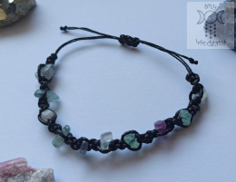 Makramowa bransoletka 10 kamieni fluoryt tęczowy amulet witch makrama