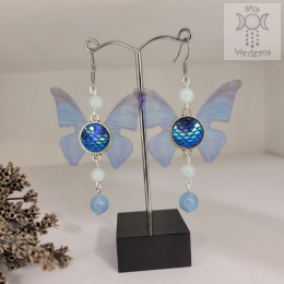 Kolczyki Motylki Fairy alternative witchy jadeit kobaltowe