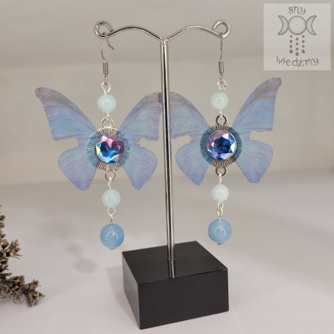 Kolczyki Motylki Fairy alternative witchy jadeit kobaltowe Kolczyki Motylki Fairy alternative witchy jadeit kobaltowe