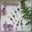 Kolczyki Victorian Rose kryształ górski kwarc różowy ametyst