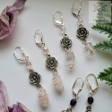 Kolczyki Victorian Rose kryształ górski kwarc różowy ametyst