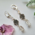Kolczyki Victorian Rose kryształ górski kwarc różowy ametyst