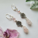 Kolczyki Victorian Rose kryształ górski kwarc różowy ametyst