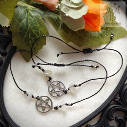 Bransoletka pentagram kamień księżycowy witch kamienie naturalne