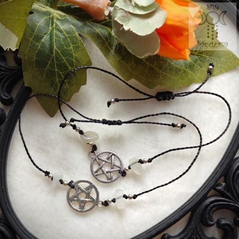 Bransoletka pentagram kamień księżycowy witch kamienie naturalne