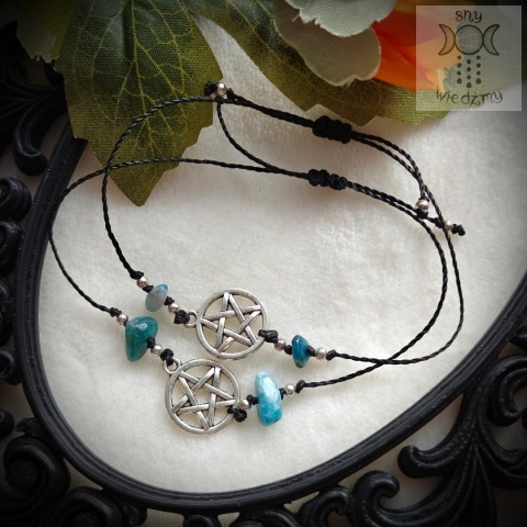 Bransoletka pentagram apatyt witch kamienie naturalne