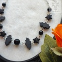 Choker Gacek onyks stal nietoperz fimo goth gothic Halloween