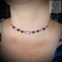 Choker Kotek ametyst gwiazdy makrama kamienie