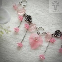Choker Kwitnący różowy kwiatki liście fairy wróżka fantasy