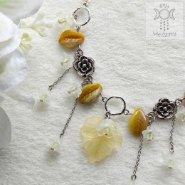 Choker Kwitnący żółty kwiatki liście fairy wróżka fantasy