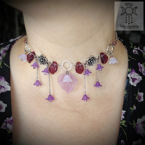 Choker Kwitnący żółty kwiatki liście fairy wróżka fantasy