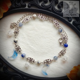 Filigranowy choker błękitny kwarc lodowy sodalit księżyce moon