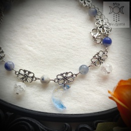Filigranowy choker błękitny kwarc lodowy sodalit księżyce moon