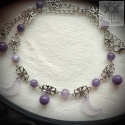 Filigranowy choker lawendowy jadeit księżyce moon