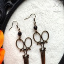 Kolczyki Gothic Scissors antyczny brąz victorian