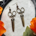 Kolczyki Gothic Scissors antyczny brąz victorian