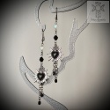 Kolczyki Heart Light black kryształki krople bloody serce