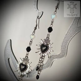 Kolczyki Heart Light black kryształki krople bloody serce