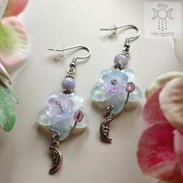 Kolczyki Moon Orchid jadeit księżyce kwiaty moon fairy