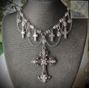 Kolia Crystality Cross II krzyże kryształki stal naszyjnik
