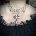 Kolia Crystality Cross II krzyże kryształki stal naszyjnik