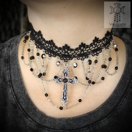 Kolia Dark Cross łańcuszki koronka krzyże goth gothic