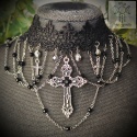 Kolia Dark Cross łańcuszki koronka krzyże goth gothic