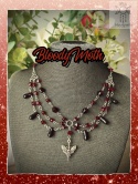 Naszyjnik Bloody Moth stal goth bordo burgundowy