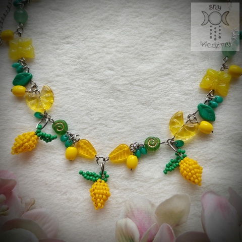 Naszyjnik Cytryna kwiaty listki fairy wróżka