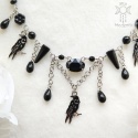 Naszyjnik Krucza Rada onyks czarny turmalin kruk crow raven stal