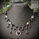 Naszyjnik Heart Light black kryształki krople bloody serce