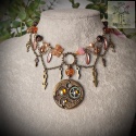 Naszyjnik Gears steampunk goth trybiki łańcuszki klucz wskazówki zegar