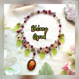 Naszyjnik Różany Ogród kwiaty listki stal fairy wróżka