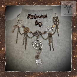 Naszyjnik Mechanical Key steampunk goth trybiki łańcuszki klucz