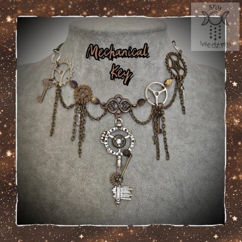 Naszyjnik Mechanical Key steampunk goth trybiki łańcuszki klucz