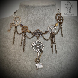 Naszyjnik Mechanical Key steampunk goth trybiki łańcuszki klucz