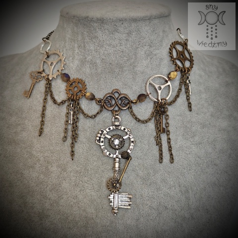 Naszyjnik Mechanical Key steampunk goth trybiki łańcuszki klucz