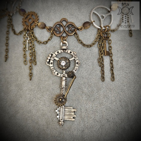 Naszyjnik Mechanical Key steampunk goth trybiki łańcuszki klucz