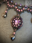 Naszyjnik Vampire Bride fiolet kryształki koraliki kolia beading