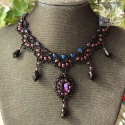 Naszyjnik Vampire Bride fiolet kryształki koraliki kolia beading