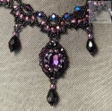 Naszyjnik Vampire Bride fiolet kryształki koraliki kolia beading