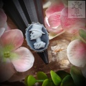 Pierścionek Sir Skeleton Cameo Kamea szaro biała