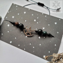 Bransoletka Moon Pentagram onyks agat indyjski makrama