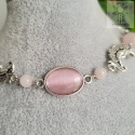 Choker Naszyjnik Fantasy Moon agat kwarc różowy księżyc