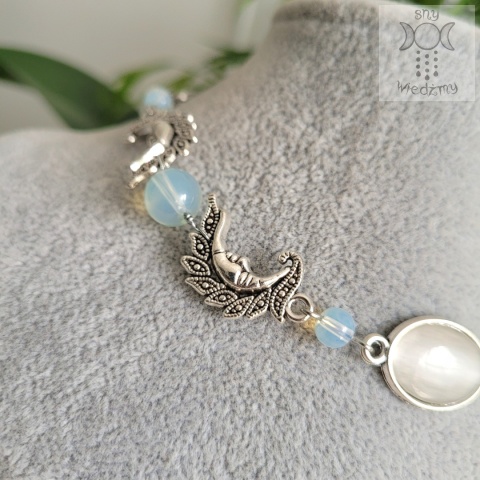 Choker Naszyjnik Fantasy Moon agat opalit księżyc